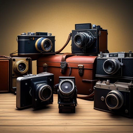 Eine Sammlung an verschiedenen alten Kameras